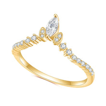 Load image into Gallery viewer, GEM&#39;S BALLET 585 14K 10K 18K Gold 925 Silver Chevron Style Ring 0.316 DEW MARQUISE CUT Delicate Moissanite Wedding Band Rings - Shop &amp; Buy
