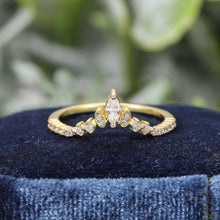 Load image into Gallery viewer, GEM&#39;S BALLET 585 14K 10K 18K Gold 925 Silver Chevron Style Ring 0.316 DEW MARQUISE CUT Delicate Moissanite Wedding Band Rings - Shop &amp; Buy
