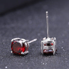 Load image into Gallery viewer, Gem&#39;s Ballet 5mm 1.28Ct Round Natural Red Garnet Gemstone Stud Earrings Genuine 925 Sterling Silver Fashion Jewelry for Women - Shop &amp; Buy
