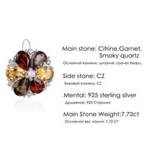 Load image into Gallery viewer, GEM&#39;S BALLET 7.72ct Citrine Garnet Smoky Quartz Stone Real 925 Sterling Silver Classic Trendy Flower Shape Women Fine Jewelry - Shop &amp; Buy
