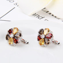 Load image into Gallery viewer, GEM&#39;S BALLET 7.72ct Citrine Garnet Smoky Quartz Stone Real 925 Sterling Silver Classic Trendy Flower Shape Women Fine Jewelry - Shop &amp; Buy
