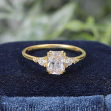 Load image into Gallery viewer, GEM&#39;S BALLET 925 Silver 585 14K 10K 18K Gold 1.0CTW Emerald Cut Moissanite With A Cluster Of Round Moissanite Engagement Rings - Shop &amp; Buy
