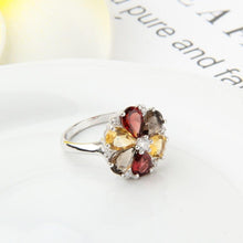 Load image into Gallery viewer, GEM&#39;S BALLET 925 Sterling Silver Cluster Ring Natural Citrine Garnet Smoky Quartz Mixed Gemstone Rings For Women - Shop &amp; Buy
