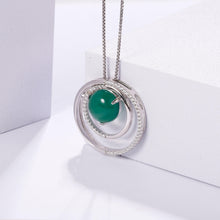 Load image into Gallery viewer, GEM&#39;S BALLET 925 Sterling Silver Double Circle Pendant Shiny Paved Natural Green Agate Gemstone Pendant Necklace For Women - Shop &amp; Buy
