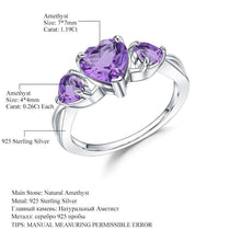 Load image into Gallery viewer, GEM&#39;S BALLET 925 Sterling Silver February Birthstone Ring 1.71Ct Natural Amethyst Heart Rings For Women Valentine&#39;s Day Jewelry - Shop &amp; Buy
