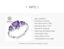 Load image into Gallery viewer, GEM&#39;S BALLET 925 Sterling Silver February Birthstone Ring 1.71Ct Natural Amethyst Heart Rings For Women Valentine&#39;s Day Jewelry - Shop &amp; Buy
