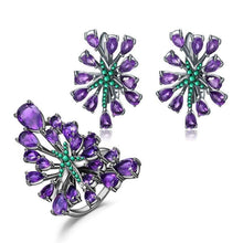 Load image into Gallery viewer, GEM&#39;S BALLET 925 Sterling Silver Gemstone Earrings Ring Set Natural Amethyst Vintage Gothic Punk Jewelry Set For Women Jewelry - Shop &amp; Buy
