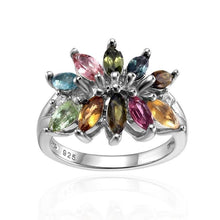 Load image into Gallery viewer, GEM&#39;S BALLET 925 Sterling Silver Gemstone Rings Natural Marquise Colorful Tourmaline Vintage Ring October Birthstone For Women - Shop &amp; Buy