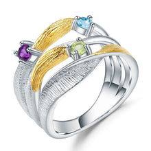 Load image into Gallery viewer, GEM&#39;S BALLET 925 Sterling Silver Handmade Band Twist Rings Natural Peridot Amethyst Topaz Gemstones Ring for Women - Shop &amp; Buy
