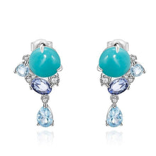 Load image into Gallery viewer, GEM&#39;S BALLET 925 Sterling Silver Handmade Statement Earrings Natural Amazonyte Blue Topaz Gemstone Drop Earrings For Women - Shop &amp; Buy
