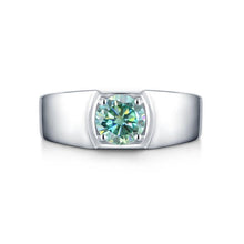 Load image into Gallery viewer, GEM&#39;S BALLET 925 Sterling Silver Men Engagement Ring 1.0Ct 6.5mm Green Color Moissanite Adjustable Rings - Shop &amp; Buy