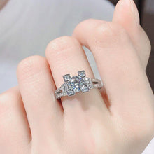Load image into Gallery viewer, GEM&#39;S BALLET 925 Sterling Silver Moissanite Ring 1ct Round &amp; Baguette Moissanite Engagement Ring Setting For Women Wedding - Shop &amp; Buy