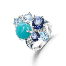 Load image into Gallery viewer, GEM&#39;S BALLET 925 Sterling Silver Statement Rings Natural Amazonyte Blue Topaz Gemstone Candy Ring for Women Fine Jewelry - Shop &amp; Buy