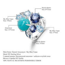 Load image into Gallery viewer, GEM&#39;S BALLET 925 Sterling Silver Statement Rings Natural Amazonyte Blue Topaz Gemstone Candy Ring for Women Fine Jewelry - Shop &amp; Buy