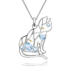 Load image into Gallery viewer, GEM&#39;S BALLET Cat Shape Natural Sky Blue Topaz Animal Jewelry 925 Sterling Silver Handmade Gemstone Pendant Necklace For Women - Shop &amp; Buy
