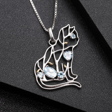 Load image into Gallery viewer, GEM&#39;S BALLET Cat Shape Natural Sky Blue Topaz Animal Jewelry 925 Sterling Silver Handmade Gemstone Pendant Necklace For Women - Shop &amp; Buy
