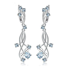 Load image into Gallery viewer, GEM&#39;S BALLET Flower Design 3.89t Natural Sky Blue Topaz Gemstone Drop Earrings For Bridal 925 Sterling Silver Wedding Jewelry - Shop &amp; Buy
