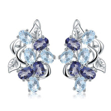 Load image into Gallery viewer, Gem&#39;s Ballet Multicolor Natural Sky Blue Topaz Mystic Quartz Stud Earrings 925 Sterling Silver Flower Earrings For Women - Shop &amp; Buy
