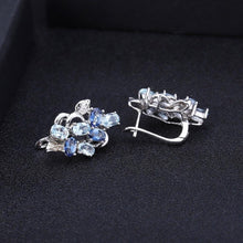 Load image into Gallery viewer, Gem&#39;s Ballet Multicolor Natural Sky Blue Topaz Mystic Quartz Stud Earrings 925 Sterling Silver Flower Earrings For Women - Shop &amp; Buy
