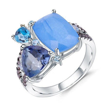 Load image into Gallery viewer, GEM&#39;S BALLET Natural Aqua blue Calcedony Rings 925 Sterling Silver Gemstone Vintage Ring for Women Bijoux Fine Jewelry - Shop &amp; Buy
