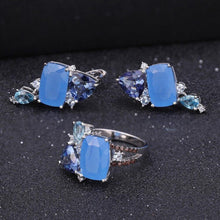 Load image into Gallery viewer, GEM&#39;S BALLET Natural Aqua blue Calcedony Rings 925 Sterling Silver Gemstone Vintage Ring for Women Bijoux Fine Jewelry - Shop &amp; Buy
