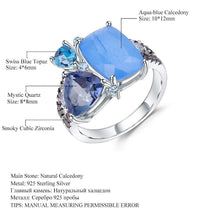 Load image into Gallery viewer, GEM&#39;S BALLET Natural Aqua blue Calcedony Rings 925 Sterling Silver Gemstone Vintage Ring for Women Bijoux Fine Jewelry - Shop &amp; Buy
