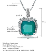 Load image into Gallery viewer, Gem&#39;s Ballet Natural Green Agate 100% Real 925 sterling silver Necklaces &amp; Pendants Cut Square Gemstones Fine Jewelry - Shop &amp; Buy
