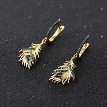 Load image into Gallery viewer, GEM&#39;S BALLET Natural London Blue Topaz 925 Sterling Silver Feather Leaf Gypsy Bohemia Dangle Earrings for Women Fine Jewelry - Shop &amp; Buy