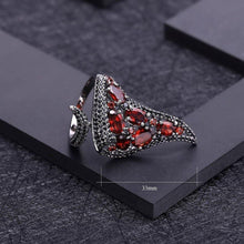 Load image into Gallery viewer, GEM&#39;S BALLET Natural Red Garnet Gemstone Open Finger Ring 925 Sterling Sliver Vintage Gothic Punk Ring For Women Party Jewelry - Shop &amp; Buy
