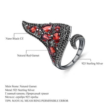 Load image into Gallery viewer, GEM&#39;S BALLET Natural Red Garnet Gemstone Open Finger Ring 925 Sterling Sliver Vintage Gothic Punk Ring For Women Party Jewelry - Shop &amp; Buy
