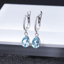 Load image into Gallery viewer, Gem&#39;s Ballet Natural Sky Blue Topaz Earrings Genuine 925 Sterling Silver Fine Jewelry 7x10mm Drop Earring For Women Fashion - Shop &amp; Buy
