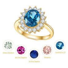 Load image into Gallery viewer, GEM&#39;S BALLET Princess Diana Style 925 Sterling Silver Gold Filled Ring Colorful Gemstones Halo Engagement Ring For Women Jewelry - Shop &amp; Buy
