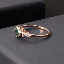 Load image into Gallery viewer, GEM&#39;S BALLET Unique 0.63Ct 5x5mm Square Shape Natural Moss Agate Engagement Ring in 925 Sterling Silver Women&#39;s Promise Ring - Shop &amp; Buy
