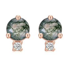 Load image into Gallery viewer, GEM&#39;S BALLET Unique 1.2Ct 5mm Round Cut Moss Agate Stacked Studs Earrings in 925 Sterling Silver Women Wedding Earrings - Shop &amp; Buy
