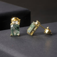 Load image into Gallery viewer, GEM&#39;S BALLET Unique 2.37Ct 6x8mm Octagon Cut Moss Agate Studs Earrings in 925 Sterling Silver Women Gemstone Earrigns - Shop &amp; Buy
