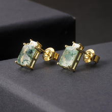 Load image into Gallery viewer, GEM&#39;S BALLET Unique 2.37Ct 6x8mm Octagon Cut Moss Agate Studs Earrings in 925 Sterling Silver Women Gemstone Earrigns - Shop &amp; Buy

