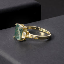 Load image into Gallery viewer, GEM&#39;S BALLET Unique 2.38Ct 7x9mm Octagon Cut Moss Agate There Stone Engagement Ring in 925 Sterling Silver Women Ring - Shop &amp; Buy
