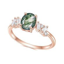 Load image into Gallery viewer, GEM&#39;S BALLET Vintage Unique 1.19ct 6x8mm Oval Moss Agate Engagement Rings in 925 Sterling Silver Handmade Ring Fine Jewelry - Shop &amp; Buy
