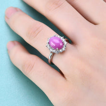 Load image into Gallery viewer, Gemstone Cocktail Ring Lab Blue Lindy Star Sapphire Halo Engagement Rings in 925 Sterling Silver Gift For Her - Shop &amp; Buy