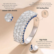 Load image into Gallery viewer, Genuine 925 Sterling Silver Blue Sapphire Wedding Band for Women 5A Cubic Zirconia Engagement Ring - Shop &amp; Buy
