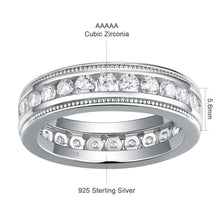 Load image into Gallery viewer, Genuine 925 Sterling Silver Wedding Rings for Men Circle Around Round Cut AAAAA Cubic Zircon Fine Jewelry - Shop &amp; Buy
