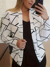 Load image into Gallery viewer, Geo Print Women Blazer - Stylish Open Front Design with Long Sleeves - Perfect Casual Outwear for Everyday Fashion - Shop &amp; Buy
