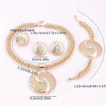 Load image into Gallery viewer, Glamorous Hip Hop Jewelry Set - Four-Piece Earring, Necklace, Ring &amp; Bracelet - 18k Gold Plated in Golden or Silvery - Shop &amp; Buy
