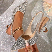 Load image into Gallery viewer, Glamorous Sparkling Glitter Slingback High Heels - Dazzling Rhinestone Ankle Strap Wedding Sandals - Shop &amp; Buy
