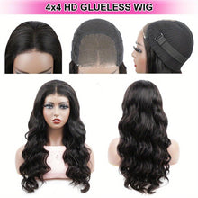 Load image into Gallery viewer, glueless preplucked human wigs wear and go Body Wave Brazilian HD Lace Front Wig Human Hair 4x4 Closure Ready To Wear Wigs - Shop &amp; Buy