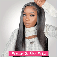 Load image into Gallery viewer, Glueless Wear Go Wig Pre Plucked Straight Lace Wig HD Lace Glueless 4x4 Closure Wig Pre Cut Hairline Ready to Go Wigs For Women - Shop &amp; Buy