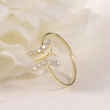 Load image into Gallery viewer, Gold Band Ring 925 Sterling Silver Wedding Band Unique Butterfly Gold Moissanite Ring Birthday Gift for Her - Shop &amp; Buy
