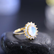 Load image into Gallery viewer, Gold Engagement Ring Oval 8X10mm Natural Milky Blue Moonstone Gemstone Ring in 925 Sterling Silver Gift For Her - Shop &amp; Buy
