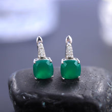 Load image into Gallery viewer, Green Onyx Earrings 7.33Ct Natural Green Agate Gemstone Stud Earrings 925 Sterling Silver Women Earrings Jewelry - Shop &amp; Buy
