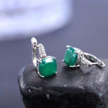 Load image into Gallery viewer, Green Onyx Earrings 7.33Ct Natural Green Agate Gemstone Stud Earrings 925 Sterling Silver Women Earrings Jewelry - Shop &amp; Buy
